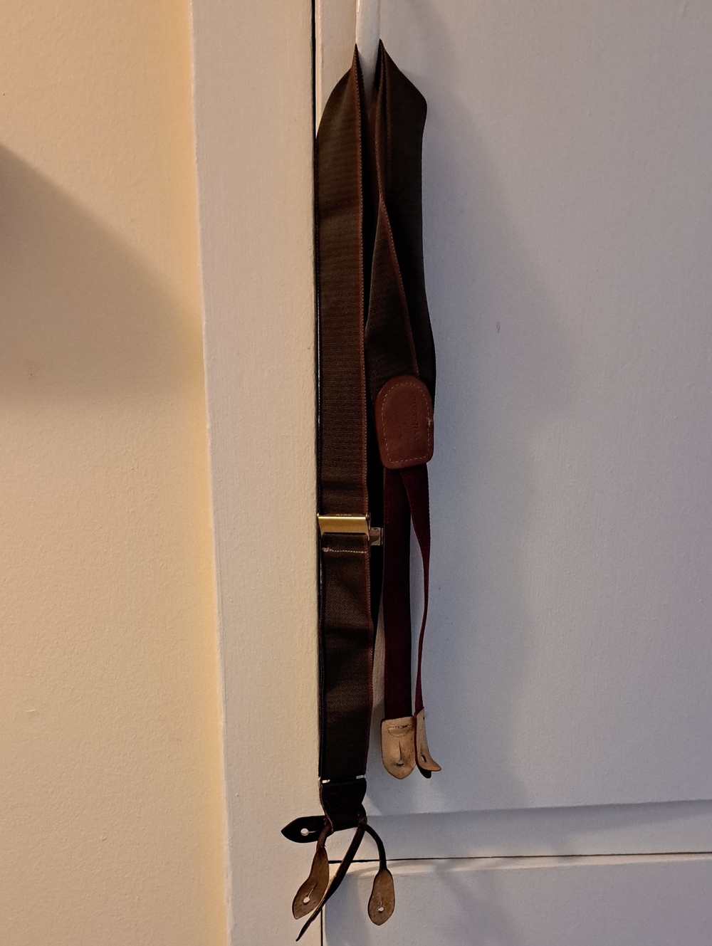 Cole-Haan Green Elastic Suspenders with Leather Accents - Men's Classic Braces